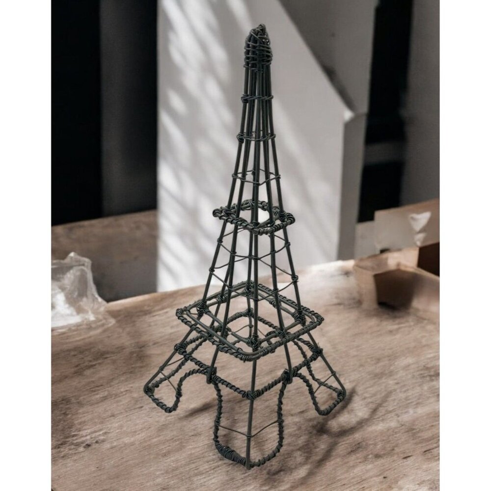 Wire Eiffel Tower Sculpture Paris France Vintage Inspired Decorative Art Piece